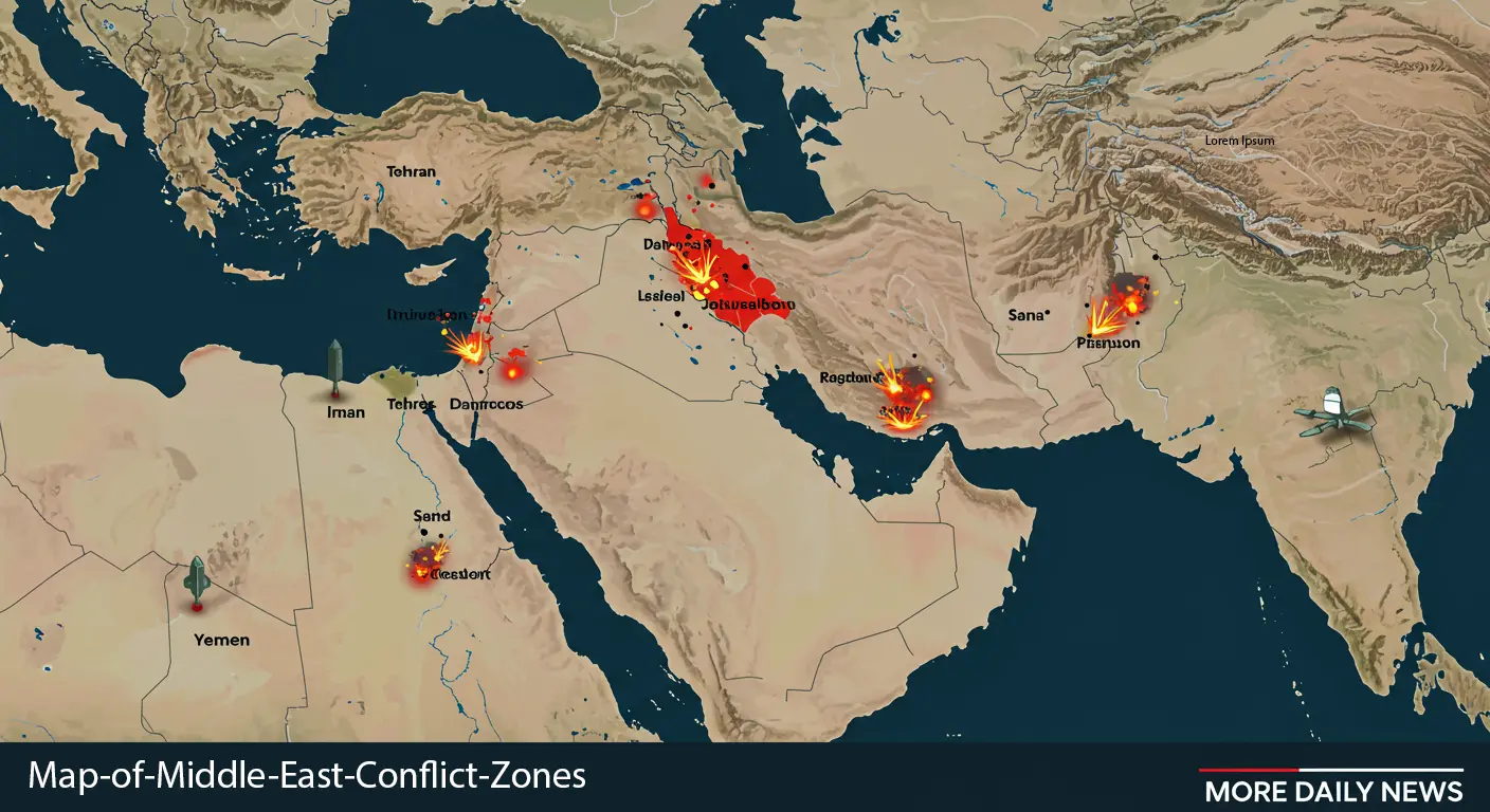 Map of Middle East Conflict Zones